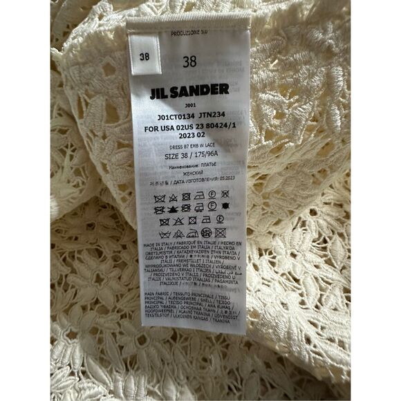 NWT Jil Sander Scoop Neck Floral Lace Asymmetric Midi-Dress Size 38 (US 8) - Picture 14 of 14